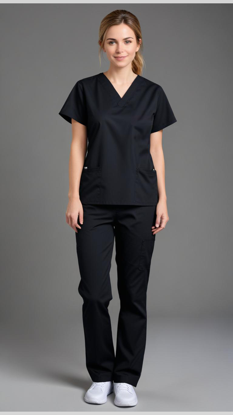 Uniforme Quirúrgico Kit Repelente Polly Dama Negro Sin Resorte en LALEO