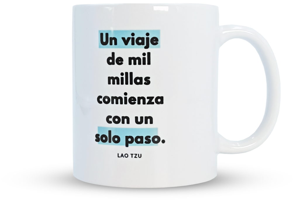 Taza de cerámica: Un viaje de mil millas comienza con un solo paso en LALEO